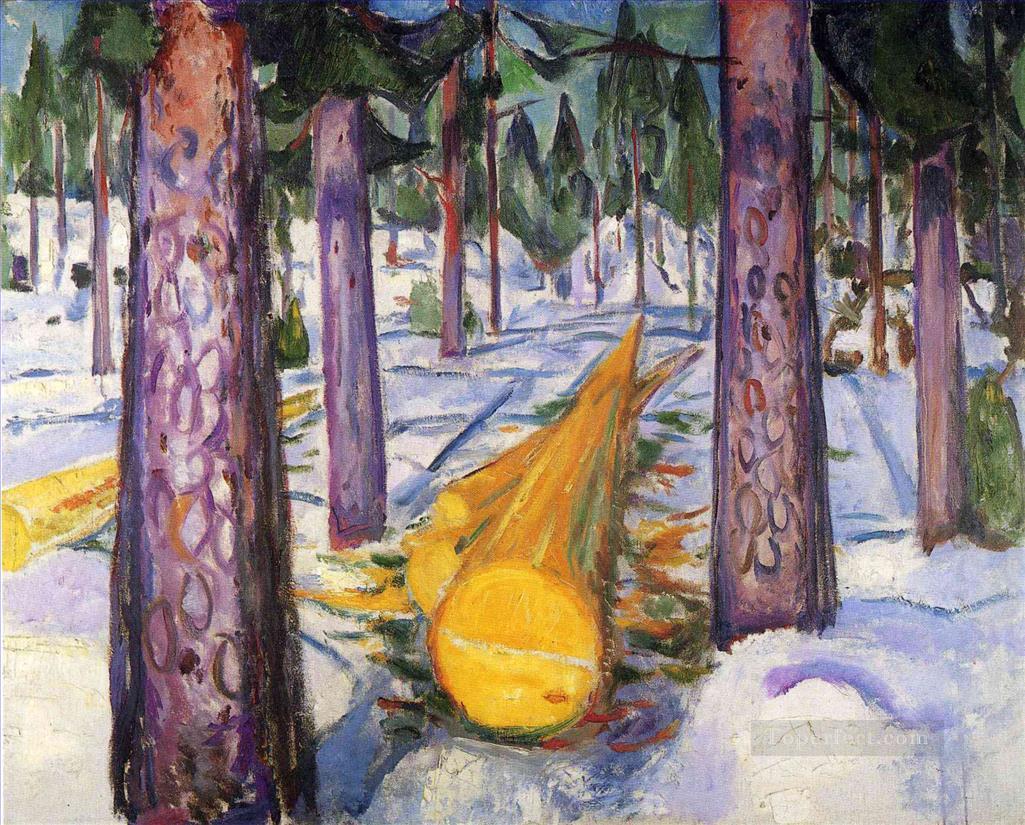 the yellow log 1912 Edvard Munch Expressionism Oil Paintings